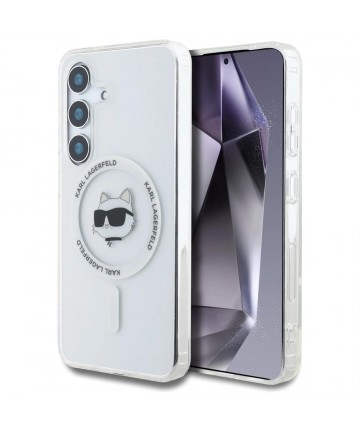 Case Karl Lagerfeld Button Choupette Head Printed Logo MagSafe Samsung Galaxy S25 white