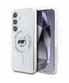 Case Karl Lagerfeld Button Choupette Head Printed Logo MagSafe Samsung Galaxy S25 Plus white