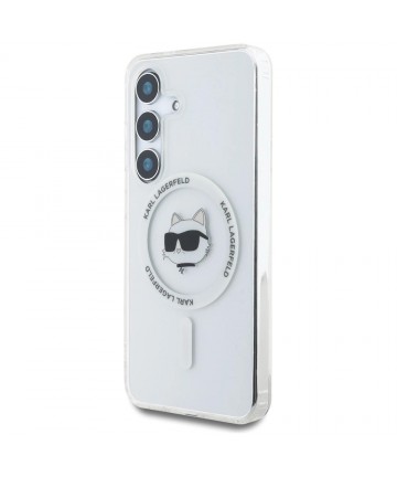 Case Karl Lagerfeld Button Choupette Head Printed Logo MagSafe Samsung Galaxy S25 Plus white
