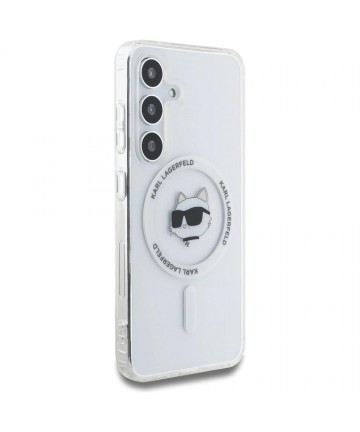 Case Karl Lagerfeld Button Choupette Head Printed Logo MagSafe Samsung Galaxy S25 Plus white