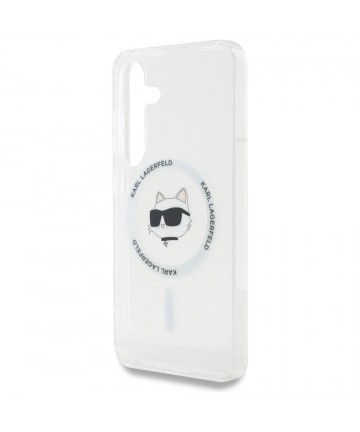 Case Karl Lagerfeld Button Choupette Head Printed Logo MagSafe Samsung Galaxy S25 Plus white
