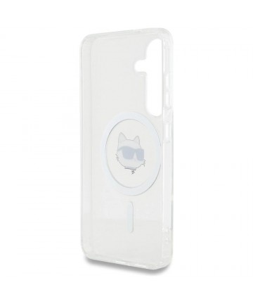 Case Karl Lagerfeld Button Choupette Head Printed Logo MagSafe Samsung Galaxy S25 Plus white