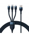 Baseus Flash Series Ⅱ 3in1 Fast Charging Cable USB-A to USB-C / Micro-USB / Lightning 66W 480Mbps 1.2m Blue