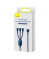 Baseus Flash Series Ⅱ 3in1 Fast Charging Cable USB-A to USB-C / Micro-USB / Lightning 66W 480Mbps 1.2m Blue