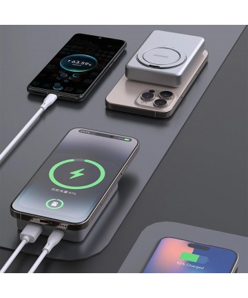 Dudao K28 10000mAh PD 22.5W MagSafe Powerbank with Metal Case and Ring Stand - Gray