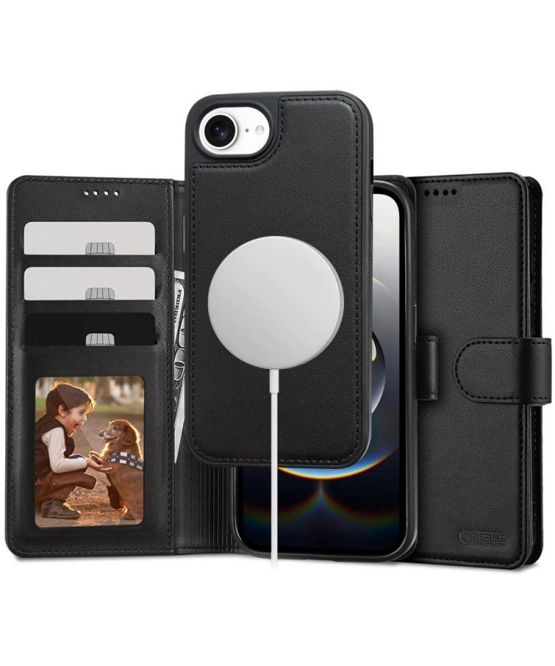 Tech-Protect Wallet MagSafe Case for iPhone 16e / 17e - Matte Black