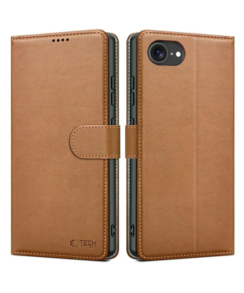Tech-Protect Wallet Case for iPhone 16e / 17e - Brown