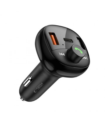 Tech-Protect CC06 3-port PD72W car charger with transmitter - black