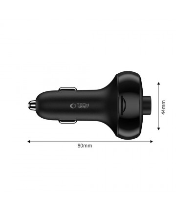 Tech-Protect CC06 3-port PD72W car charger with transmitter - black