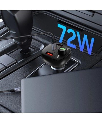 Tech-Protect CC06 3-port PD72W car charger with transmitter - black