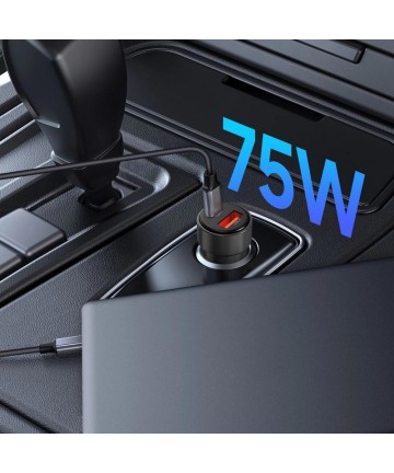 CC03 2-port PD75W car charger - black