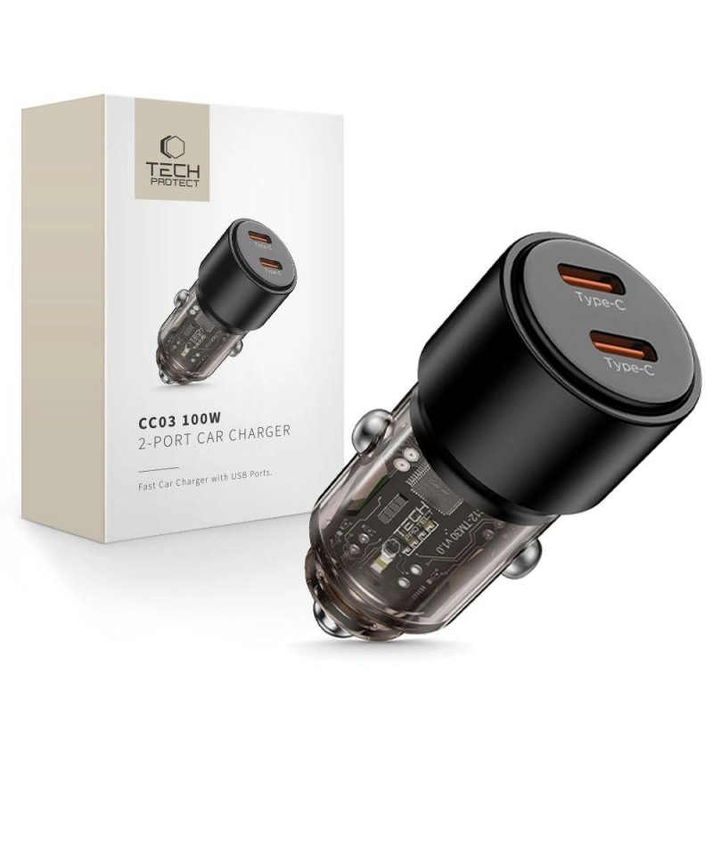 CC03 2-port PD100W car charger - black