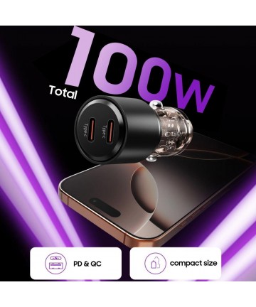 CC03 2-port PD100W car charger - black