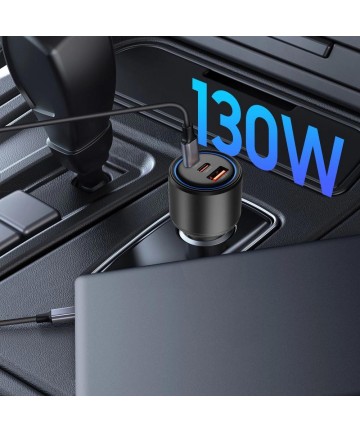 CC04 3-port PD130W car charger - black