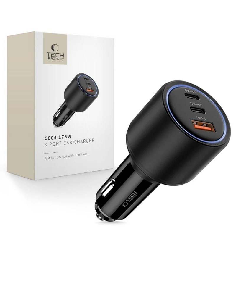 CC04 3-port PD175W car charger - black