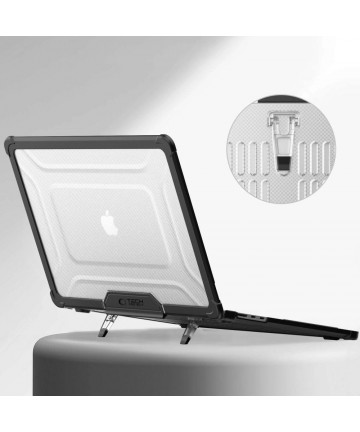 Tech-Protect SmartShell Pro case for MacBook Air 15" 2023-2025 M2 / M3 / M4 - transparent and black