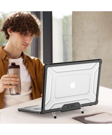 Tech-Protect SmartShell Pro case for MacBook Air 15" 2023-2025 M2 / M3 / M4 - transparent and black