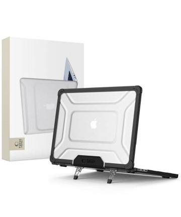 Tech-Protect SmartShell Pro case for MacBook Air 13" 2023-2025 M2 / M3 / M4 - transparent and black