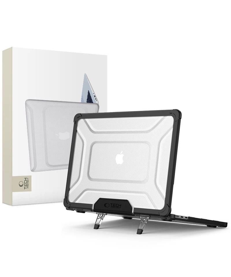 Tech-Protect SmartShell Pro case for MacBook Air 13" 2023-2025 M2 / M3 / M4 - transparent and black