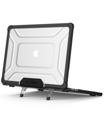 Tech-Protect SmartShell Pro case for MacBook Air 13" 2023-2025 M2 / M3 / M4 - transparent and black