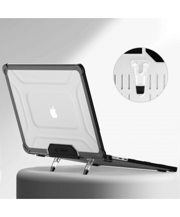 Tech-Protect SmartShell Pro case for MacBook Air 13" 2023-2025 M2 / M3 / M4 - transparent and black