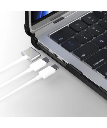 Tech-Protect SmartShell Pro case for MacBook Air 13" 2023-2025 M2 / M3 / M4 - transparent and black