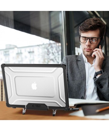 Tech-Protect SmartShell Pro case for MacBook Air 13" 2023-2025 M2 / M3 / M4 - transparent and black