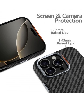 Tech-Protect Ion Carbon MagSafe Case for iPhone 16 Pro Max - Black/Grey