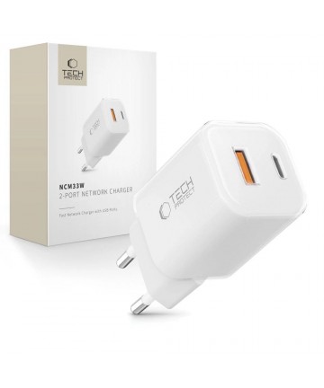 Tech-Protect NCM33W 2-port PD33W/QC3.0 wall charger - white