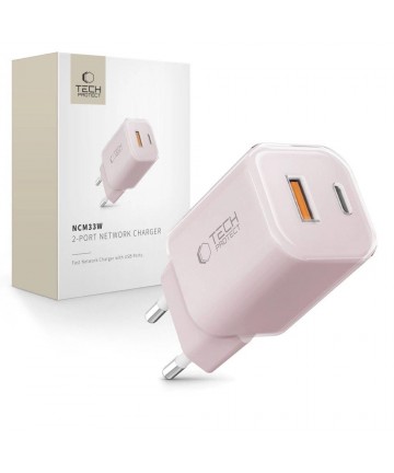 Tech-Protect NCM33W 2-port PD33W/QC3.0 wall charger - pink