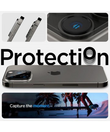 Spigen Optik.tR Camera Protector for iPhone 14 Pro / Pro Max / 15 Pro / Pro Max / 16 Pro / Pro Max - Black 2 pcs.