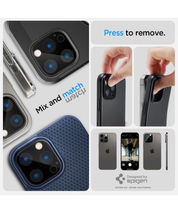 Spigen Optik.tR Camera Protector for iPhone 14 Pro / Pro Max / 15 Pro / Pro Max / 16 Pro / Pro Max - Black 2 pcs.