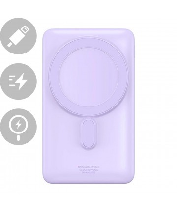 Baseus Magnetic Bracket Wireless Fast Charge Power Bank 10000mAh 20W Purple（With Xiaobai series fast charging Cable Type-C to Ty