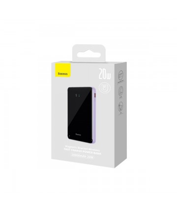 Baseus Magnetic Bracket Wireless Fast Charge Power Bank 10000mAh 20W Purple（With Xiaobai series fast charging Cable Type-C to Ty