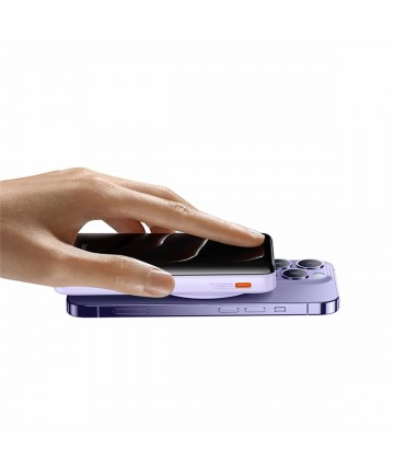 Baseus Magnetic Bracket Wireless Fast Charge Power Bank 10000mAh 20W Purple（With Xiaobai series fast charging Cable Type-C to Ty