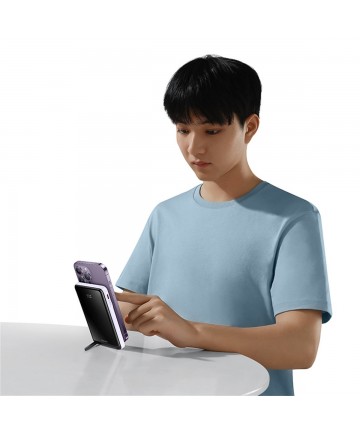Baseus Magnetic Bracket Wireless Fast Charge Power Bank 10000mAh 20W Purple（With Xiaobai series fast charging Cable Type-C to Ty