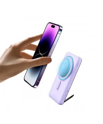 Baseus Magnetic Bracket Wireless Fast Charge Power Bank 10000mAh 20W Purple（With Xiaobai series fast charging Cable Type-C to Ty