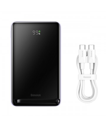 Baseus Magnetic Bracket Wireless Fast Charge Power Bank 10000mAh 20W Purple（With Xiaobai series fast charging Cable Type-C to Ty
