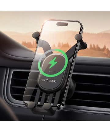 Baseus car holder with built-in 15W inductive charger for air vent black