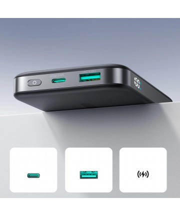 Joyroom JR-PBM12 Power Bank 10000mAh 22.5W MagSafe Compatible, 15W Wireless Charging, with Ring Base - Black