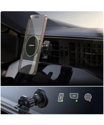 Joyroom JR-ZS412 holder with Qi2 15W charger, car, for air vent - black