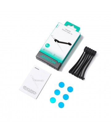 Joyroom JR-ZS422 Cable Organizer Silicone Headband with Magnet, Set of 6 - Black