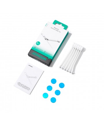 Joyroom JR-ZS422 Cable Organizer Silicone Headband with Magnet, Set of 6 - White