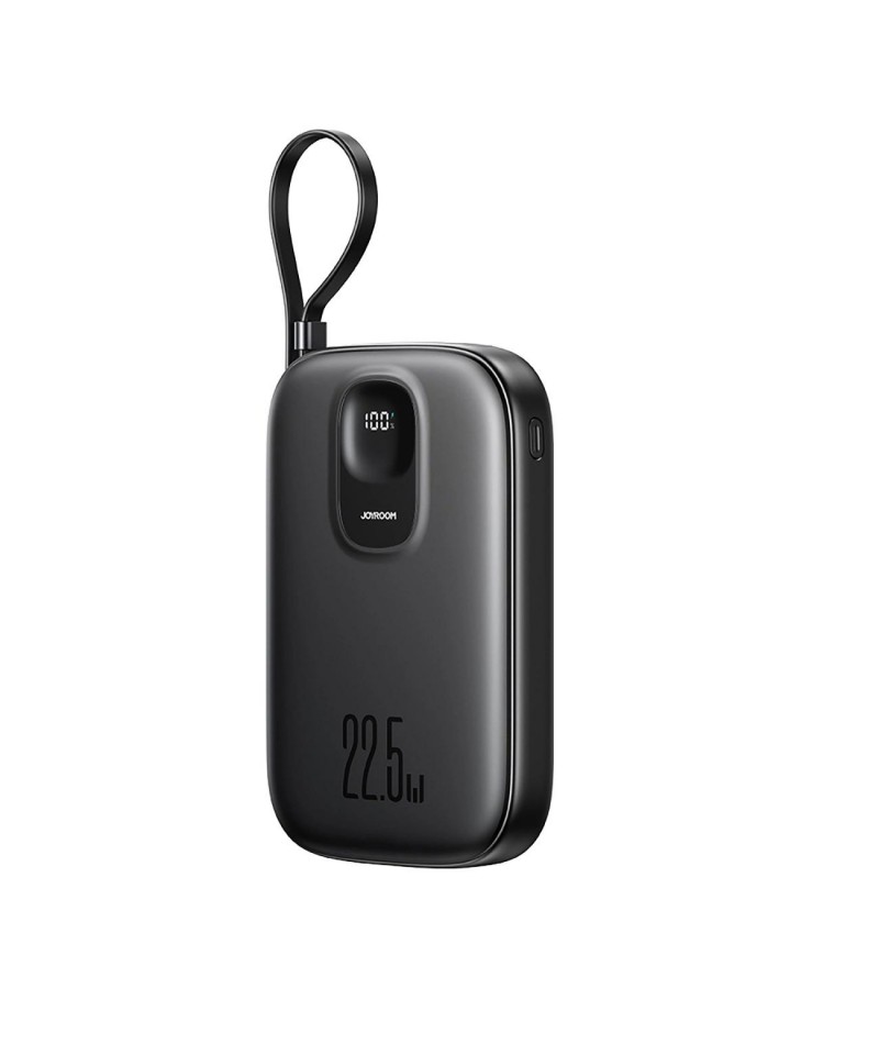 Joyroom JR-PBF18 22.5W 10000mAh Powerbank with Built-in Lightning Cable + USB-C Cable 0.25 cm - Black