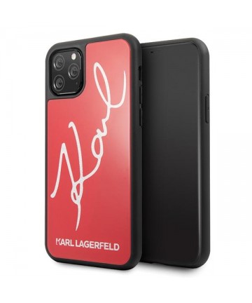 Karl Lagerfeld Signature Glitter Case for iPhone 11 Pro - Red
