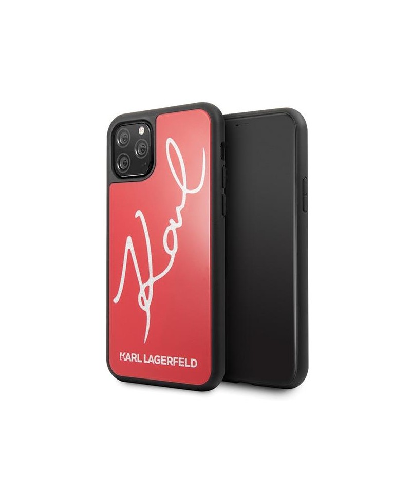 Karl Lagerfeld Signature Glitter Case for iPhone 11 Pro - Red
