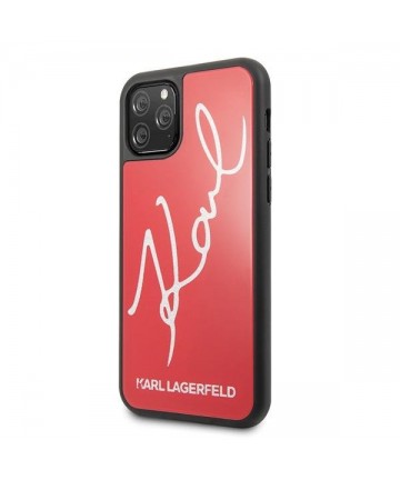 Karl Lagerfeld Signature Glitter Case for iPhone 11 Pro Max - Red