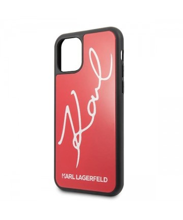 Karl Lagerfeld Signature Glitter Case for iPhone 11 Pro Max - Red