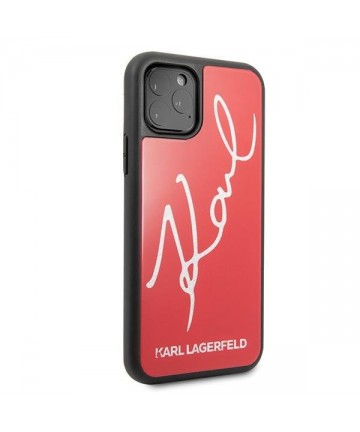 Karl Lagerfeld Signature Glitter Case for iPhone 11 Pro Max - Red