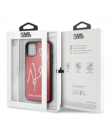 Karl Lagerfeld Signature Glitter Case for iPhone 11 Pro Max - Red